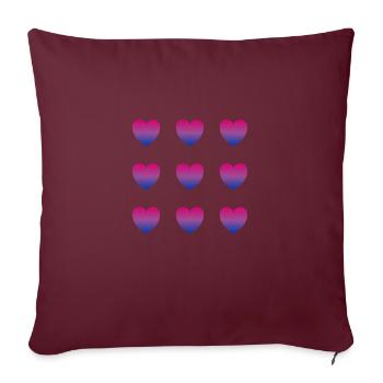 Bi-cœur - Housse de coussin décorative 45 x 45 cm - bordeaux - Devant