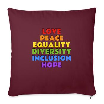 Valeurs de la fierté LGBTQ - Housse de coussin décorative 45 x 45 cm - bordeaux - Devant