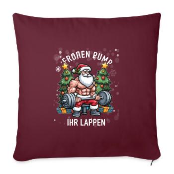 Frohen pump ihr Lappen Bodybuilder Weihnachtmann - Sofakissenbezug 45 x 45 cm - Burgunderrot - Vorne