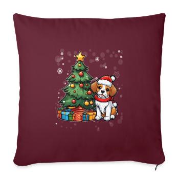 Chien Noël Chien Amour Chien Maman Noël - Housse de coussin décorative 45 x 45 cm - bordeaux - Devant