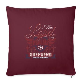 Jésus-Christ Psaume 23:1 Le Seigneur est mon berger - Housse de coussin décorative 45 x 45 cm - bordeaux - Devant