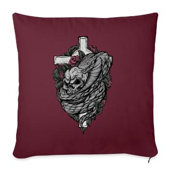Motif crâne - Housse de coussin décorative 45 x 45 cm - bordeaux - Devant