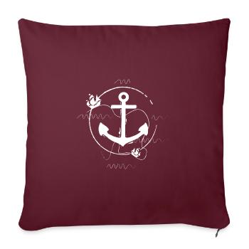 ANCRE - NAVIRES - BLANC - Housse de coussin décorative 45 x 45 cm - bordeaux - Devant