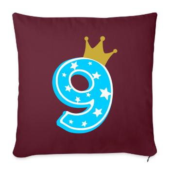 9 couronne 9e anniversaire 9 ans - Housse de coussin décorative 45 x 45 cm - bordeaux - Devant