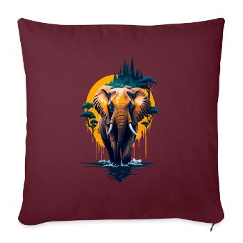 Éléphant - Housse de coussin décorative 45 x 45 cm - bordeaux - Devant