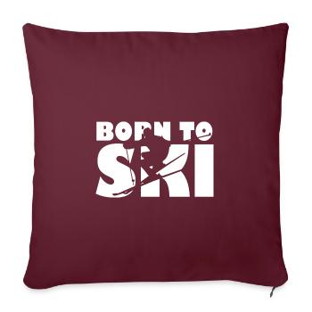 Né pour skier - Housse de coussin décorative 45 x 45 cm - bordeaux - Devant