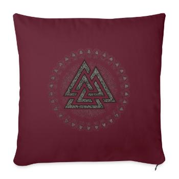 Valknut, Symbol Odin, Runen | Wikinger nordisch - Sofakissenbezug 45 x 45 cm - Burgunderrot - Vorne