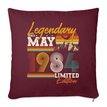 Mai 1984 né vintage anniversaire - Housse de coussin décorative 45 x 45 cm - bordeaux - Devant