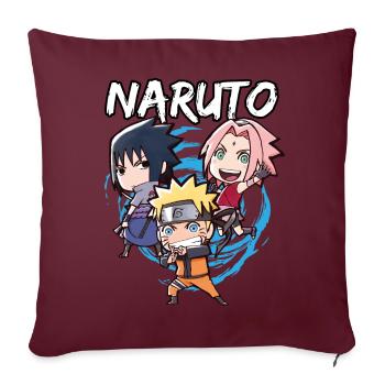 Naruto Shippuden Naruto, Sakura & Sasuke Als Chibi - Sofakissenbezug 45 x 45 cm - Burgunderrot - Vorne