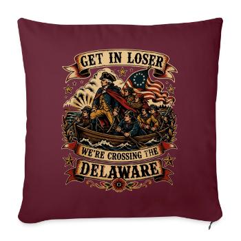 Crossing The Delaware Retro | Humor History USA - Sofa pillowcase 17,3'' x 17,3'' (45 x 45 cm) - burgundy - Front