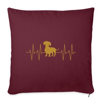 Teckel Teckel avec ligne de cœur mon teckel - Housse de coussin décorative 45 x 45 cm - bordeaux - Devant