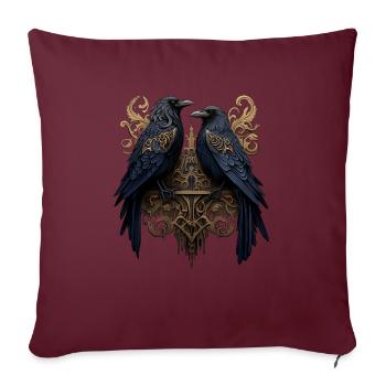 Hugin et Munin, les corbeaux d’Odin - Housse de coussin décorative 45 x 45 cm - bordeaux - Devant