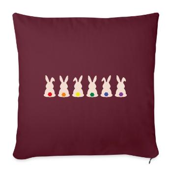 Lapin arc-en-ciel - Housse de coussin décorative 45 x 45 cm - bordeaux - Devant