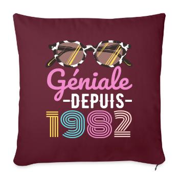 Géniale depuis 1982 année de naissance cadeau - Housse de coussin décorative 45 x 45 cm - bordeaux - Devant