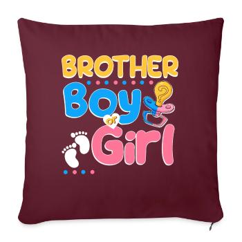 Frère rose ou bleu t’aime le meilleur frère de tous les temps - Housse de coussin décorative 45 x 45 cm - bordeaux - Devant