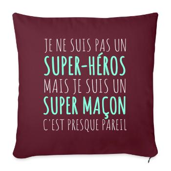 Maçon super héros humour cadeau pour maçon - Housse de coussin décorative 45 x 45 cm - bordeaux - Devant
