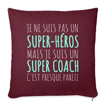 Coach super héros humour coach sportif cadeau - Housse de coussin décorative 45 x 45 cm - bordeaux - Devant