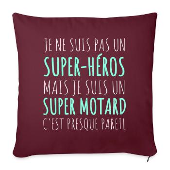 Motard super héros humour moto cadeau - Housse de coussin décorative 45 x 45 cm - bordeaux - Devant