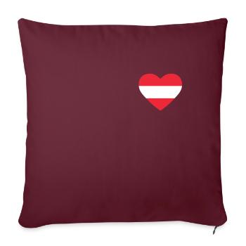 Cœur drapeau Autriche - Housse de coussin décorative 45 x 45 cm - bordeaux - Devant