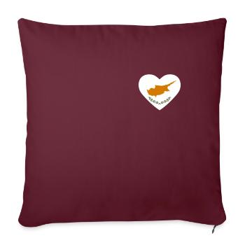 Cœur drapeau Chypre - Housse de coussin décorative 45 x 45 cm - bordeaux - Devant