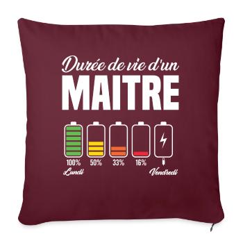 Maitre D'école Pour Fin D'année Scolaire - Housse de coussin décorative 45 x 45 cm - bordeaux - Devant