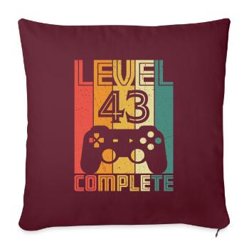 43rd birthday Gamer Level 43 Complete 43 years - Sofa pillowcase 17,3'' x 17,3'' (45 x 45 cm) - burgundy - Front