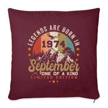 Septembre 1974, né en 1974 - Housse de coussin décorative 45 x 45 cm - bordeaux - Devant