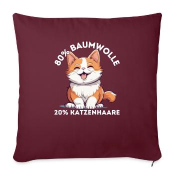 80 Prozent Baumwolle 20 Prozent Katzenhaare - Sofakissenbezug 45 x 45 cm - Burgunderrot - Vorne