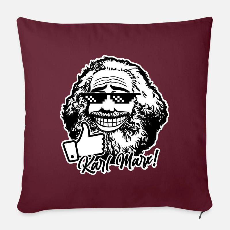 Karl Marx (bicolore) - Housse de coussin décorative 45 x 45 cm - bordeaux