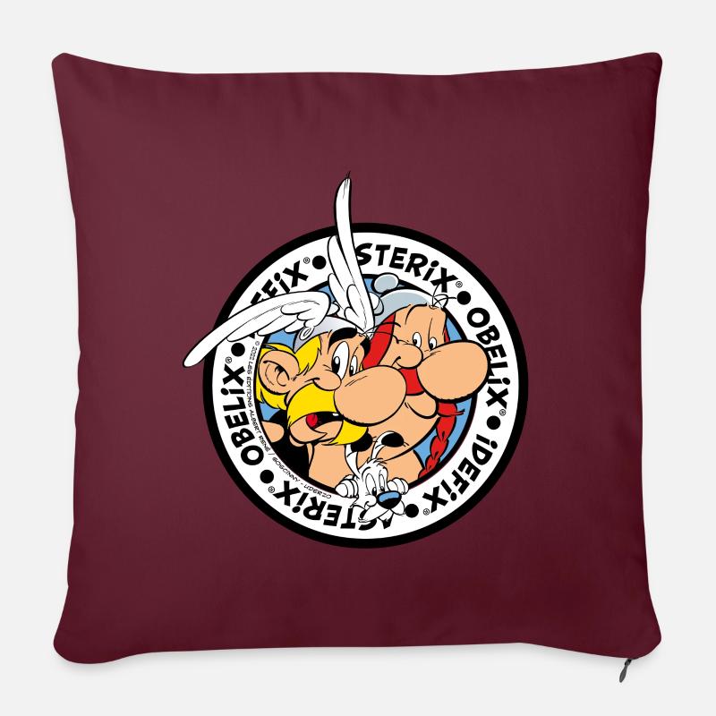 Astérix & Obélix Á l'aventure Avec Idéfix - Housse de coussin décorative 45 x 45 cm - bordeaux