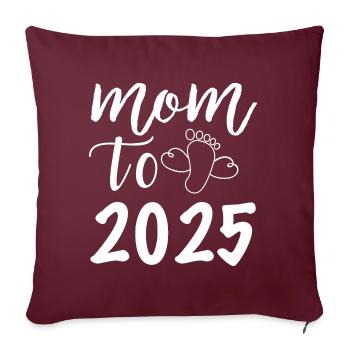 Maman à être 2025, 2025 Je vais être maman - Housse de coussin décorative 45 x 45 cm - bordeaux - Devant