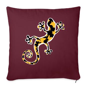 Gecko léopard tacheté jaune et noir - Housse de coussin décorative 45 x 45 cm - bordeaux - Devant