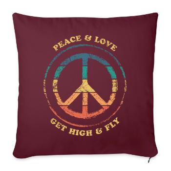 Peace & Love peace sign - Sofa pillowcase 17,3'' x 17,3'' (45 x 45 cm) - burgundy - Front
