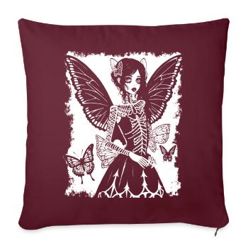 Fairycore Esthétique Grunge Squelette Fée Goth G - Housse de coussin décorative 45 x 45 cm - bordeaux - Devant