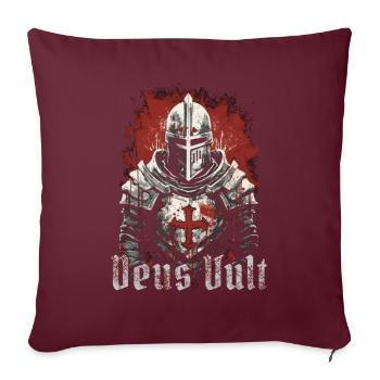 Deus Vult Croisé Chevaliers Templiers Moyen Âge - Housse de coussin décorative 45 x 45 cm - bordeaux - Devant
