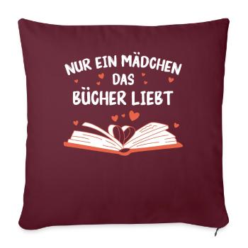 Buch Lesen Bücher Buch Nerd Bücherwurm - Sofakissenbezug 45 x 45 cm - Burgunderrot - Vorne