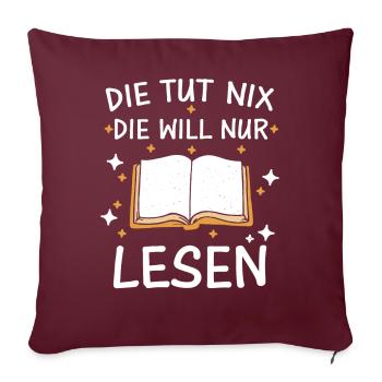 Buch Lesen Bücher Buch Nerd Bücherwurm - Sofakissenbezug 45 x 45 cm - Burgunderrot - Vorne