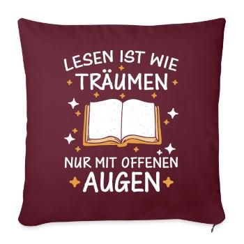 Buch Lesen Bücher Buch Nerd Bücherwurm - Sofakissenbezug 45 x 45 cm - Burgunderrot - Vorne