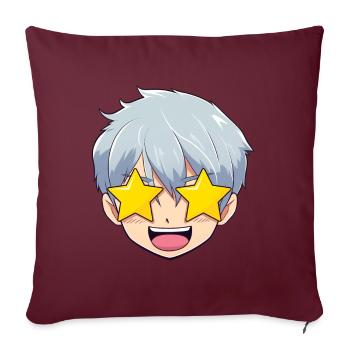 Emoji Visage Anime Étonné - Chemise Anime - Housse de coussin décorative 45 x 45 cm - bordeaux - Devant