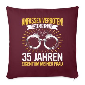 35 Hochzeitstag Jahrestag Ehemann Ehefrau - Sofakissenbezug 45 x 45 cm - Burgunderrot - Vorne