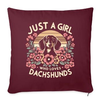 Dackel Hund - Sofakissenbezug 45 x 45 cm - Burgunderrot - Vorne