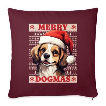 Chien Noël laid joyeux dogmes père Noël chapeau - Housse de coussin décorative 45 x 45 cm - bordeaux - Devant