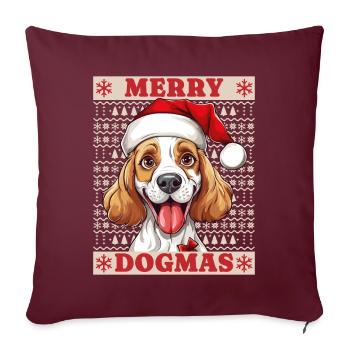 Chien Noël laid joyeux dogmes père Noël chapeau - Housse de coussin décorative 45 x 45 cm - bordeaux - Devant