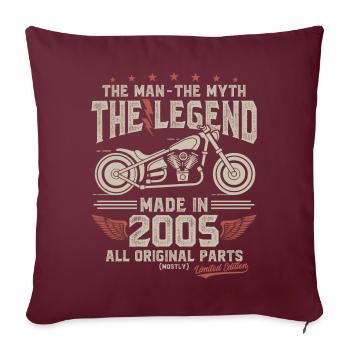 2005 Vintage Homme Mythe Légende Moto - Housse de coussin décorative 45 x 45 cm - bordeaux - Devant