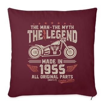 1955 Vintage homme mythe légende moto - Housse de coussin décorative 45 x 45 cm - bordeaux - Devant
