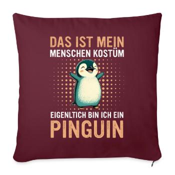 Pinguin Zwergpinguine Kaiserpinguin - Sofakissenbezug 45 x 45 cm - Burgunderrot - Vorne