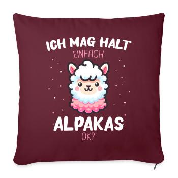 Alpaga Lama Alpagas Animal - Housse de coussin décorative 45 x 45 cm - bordeaux - Devant