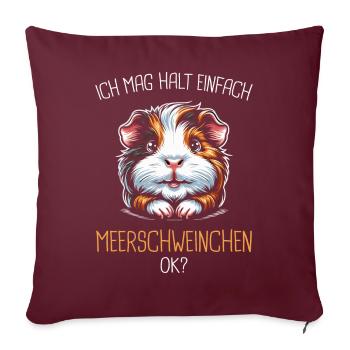 Cochon d’Inde à poil long chiens à crête à poil long - Housse de coussin décorative 45 x 45 cm - bordeaux - Devant