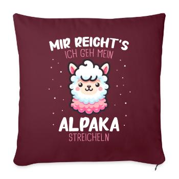Alpaga Lama Alpagas Animal - Housse de coussin décorative 45 x 45 cm - bordeaux - Devant