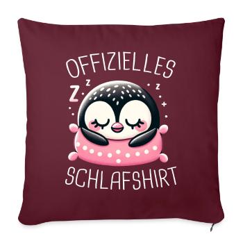 Pinguin Zwergpinguine Kaiserpinguin - Sofakissenbezug 45 x 45 cm - Burgunderrot - Vorne